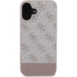 iPhone 16 Case Hülle - Guess 4G Muster mit goldenem 3D-Logo - Rosa