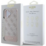 iPhone 16 Case Hülle - Guess 4G Muster mit goldenem 3D-Logo - Rosa