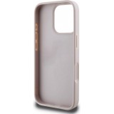 Coque iPhone 16 Pro - Guess pattern 4G avec logo 3D doré - Rose