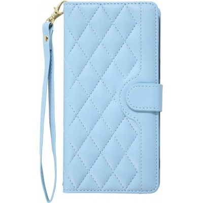 iPhone 16 Pro Max Case H&uuml;lle - Elegante Flip-Matratze mit Magnetverschluss Trageband und Kartenf&auml;chern - Blau