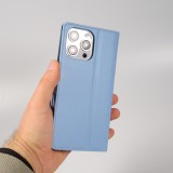 iPhone 16 Pro Max Case H&uuml;lle - Elegante Flip-Matratze mit Magnetverschluss Trageband und Kartenf&auml;chern - Blau