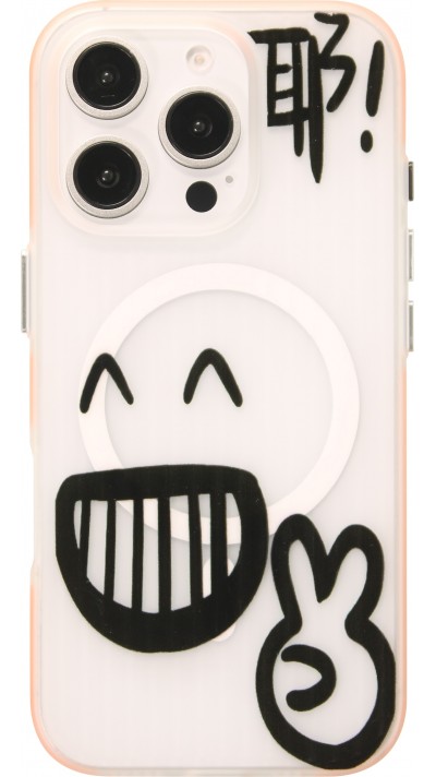 iPhone 16 Pro Max Case Hülle - Lustiger Skizzenblock mit orangefarbenen Rändern und MagSafe - Transparent