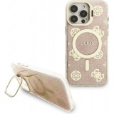 iPhone 16 Pro Max Case Hülle - MagSafe Magnetische Guess-Hülle mit Wechselplatten (Rosa / Braun / Schwarz) und Kamera-Ständer - Transparent