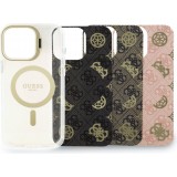 iPhone 16 Pro Max Case Hülle - MagSafe Magnetische Guess-Hülle mit Wechselplatten (Rosa / Braun / Schwarz) und Kamera-Ständer - Transparent