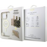 iPhone 16 Pro Max Case Hülle - MagSafe Magnetische Guess-Hülle mit Wechselplatten (Rosa / Braun / Schwarz) und Kamera-Ständer - Transparent