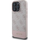 iPhone 16 Pro Max Case Hülle - Guess 4G Muster mit goldenem 3D-Logo - Rosa