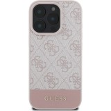 iPhone 16 Pro Max Case Hülle - Guess 4G Muster mit goldenem 3D-Logo - Rosa