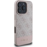 iPhone 16 Pro Max Case Hülle - Guess 4G Muster mit goldenem 3D-Logo - Rosa