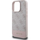 iPhone 16 Pro Max Case Hülle - Guess 4G Muster mit goldenem 3D-Logo - Rosa