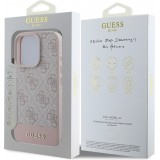 iPhone 16 Pro Max Case Hülle - Guess 4G Muster mit goldenem 3D-Logo - Rosa