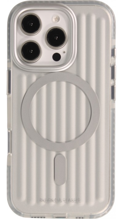 iPhone 16 Pro Max Case Hülle - Puloka MagSafe elegante minimalistische weiche Silikonhülle - Silber