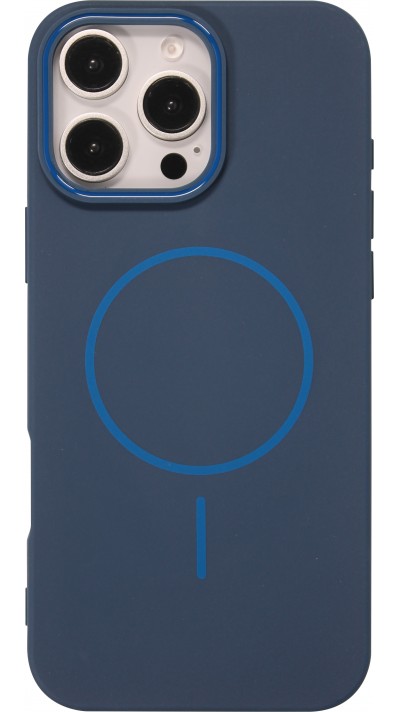 iPhone 16 Pro Case Hülle - Silicone MagSafe Flexibel Halo Licht - Blau