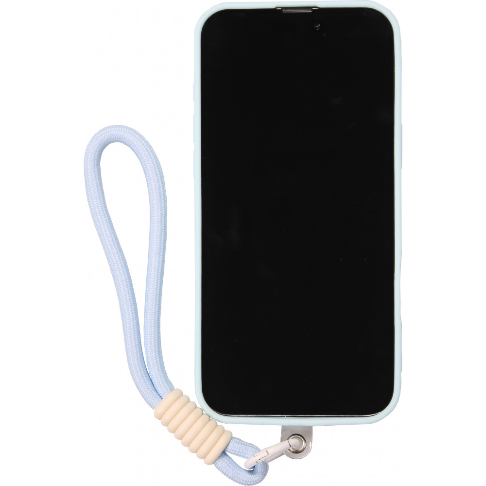 iPhone 16 Pro Case Hülle - Silikon Soft Touch MagSafe mit Wellen und Handschlauf - Blau