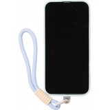iPhone 16 Pro Case Hülle - Silikon Soft Touch MagSafe mit Wellen und Handschlauf - Blau