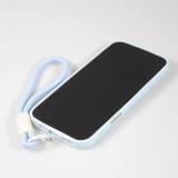 iPhone 16 Pro Case Hülle - Silikon Soft Touch MagSafe mit Wellen und Handschlauf - Blau