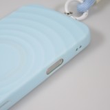 iPhone 16 Pro Case Hülle - Silikon Soft Touch MagSafe mit Wellen und Handschlauf - Blau