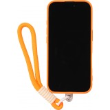 iPhone 16 Pro Case Hülle - Silikon Soft Touch MagSafe mit Wellen und Handschlauf - Orange