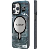 iPhone 16 Pro Case H&uuml;lle - Youngkit Silikon MagSafe-kompatibles Design Schaltkreis Stil Elektronikchip - Blau