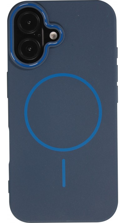 iPhone 16 Case Hülle - Silicone MagSafe Flexibel Halo Licht - Blau