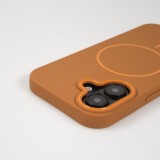 iPhone 16 Case H&uuml;lle - Silicone MagSafe Flexibel Halo Licht - Braun