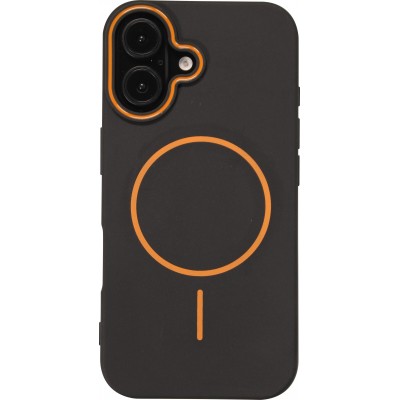iPhone 16 Case H&uuml;lle - Silicone MagSafe Flexibel Halo Licht - Schwarz