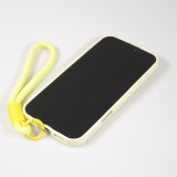 iPhone 16 Case H&uuml;lle - Silikon Soft Touch MagSafe mit Wellen und Handschlauf - Gelb