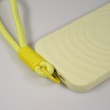 iPhone 16 Case H&uuml;lle - Silikon Soft Touch MagSafe mit Wellen und Handschlauf - Gelb