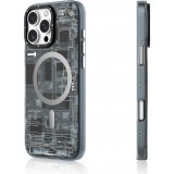 iPhone 16 Case Hülle - Youngkit Silikon MagSafe-kompatibles Design Schaltkreis Stil Elektronikchip - Grau