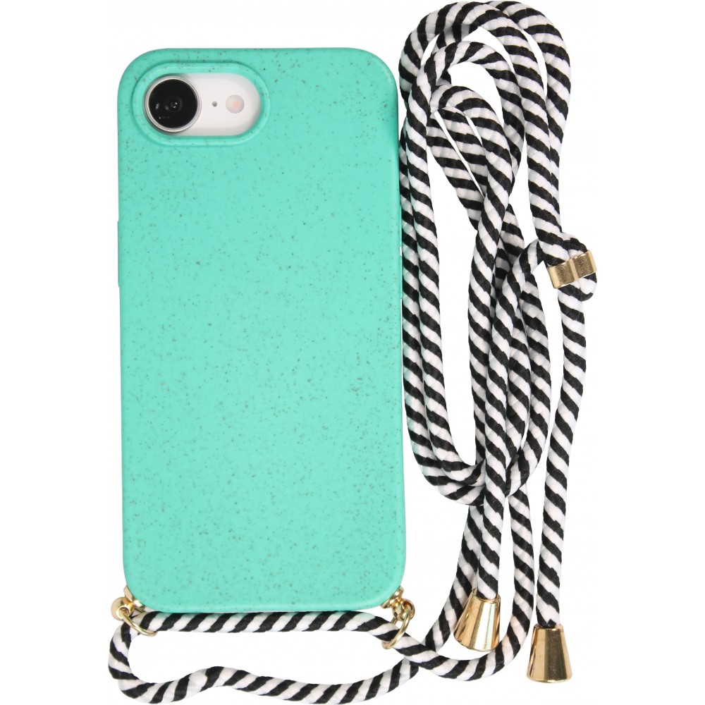 iPhone 16e Case Hülle - Bio Eco-Friendly Vegan mit Handykette Necklace - Türkis