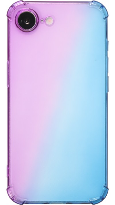 iPhone 16e Case Hülle - Gummi Bumper Rainbow mit extra Schutz für Ecken Antischock - violett blau