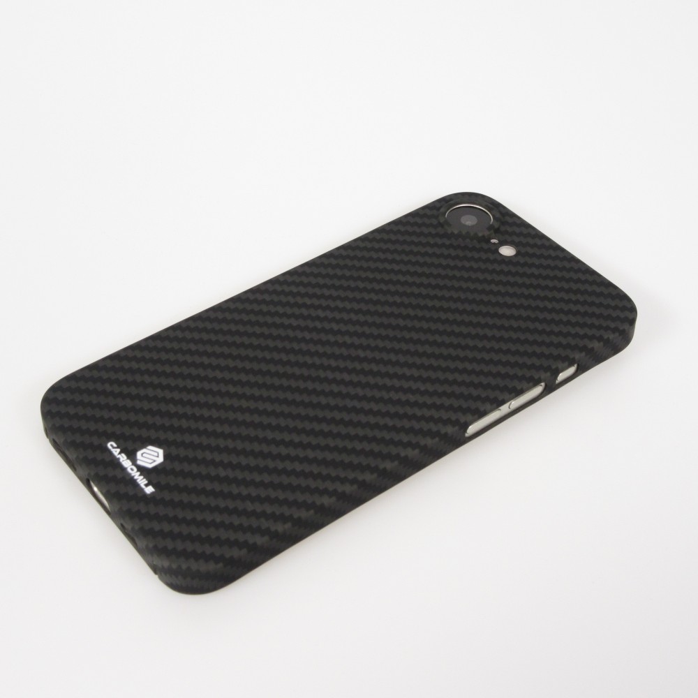 iPhone 16e Case Hülle - Carbomile Schutzcase aus echtem Aramid Carbonfaser - Schwarz