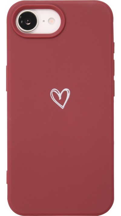 Hülle iPhone 16e - Gummi Herz - Rot
