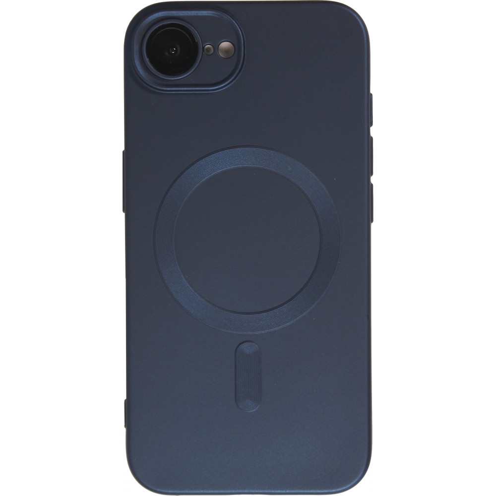 iPhone 16e Case H&uuml;lle - Gummi weich mit Kameraschutzglas MagSafe - Dunkelblau