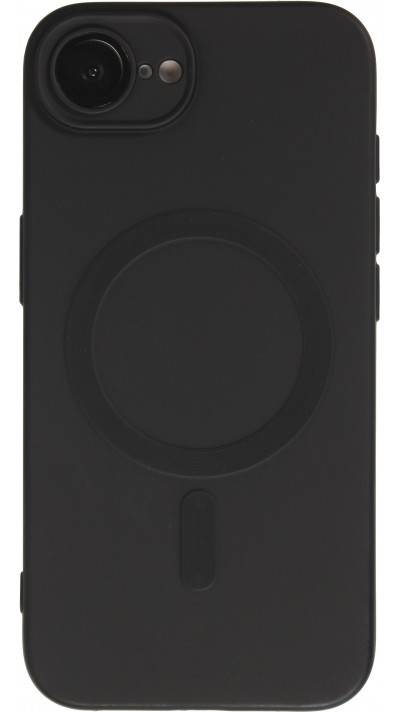 iPhone 16e Case Hülle - Gummi weich mit Kameraschutzglas MagSafe - Schwarz