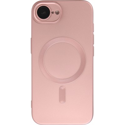 iPhone 16e Case H&uuml;lle - Gummi weich mit Kameraschutzglas MagSafe - Rosa