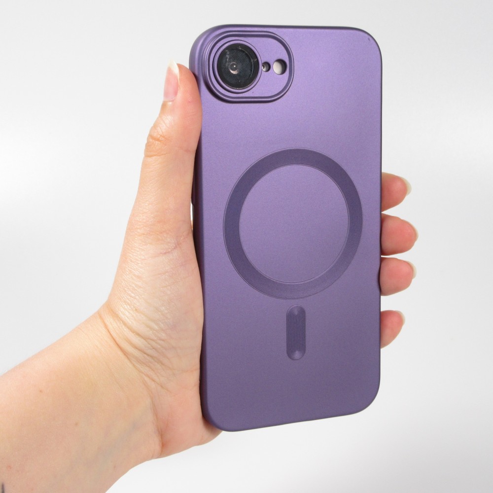 iPhone 16e Case H&uuml;lle - Gummi weich mit Kameraschutzglas MagSafe - Violett