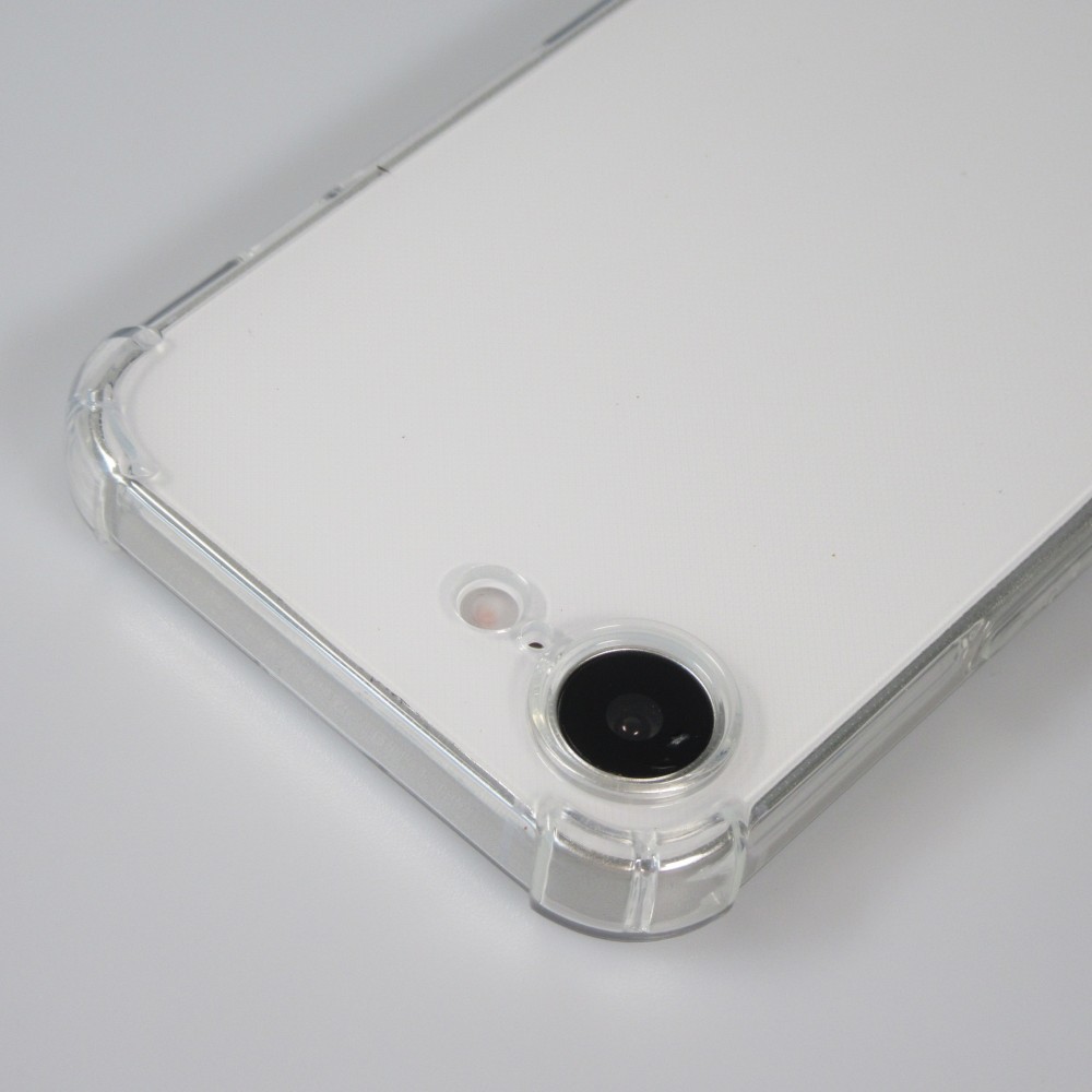 Hülle iPhone 16e - Gummi transparent mit Seil rosa - Gold