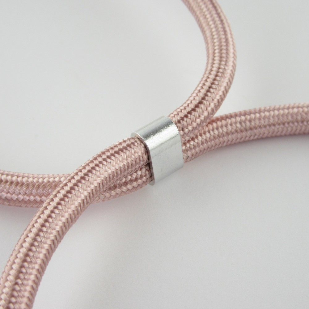 Hülle iPhone 16e - Gummi transparent mit Seil rosa - Gold