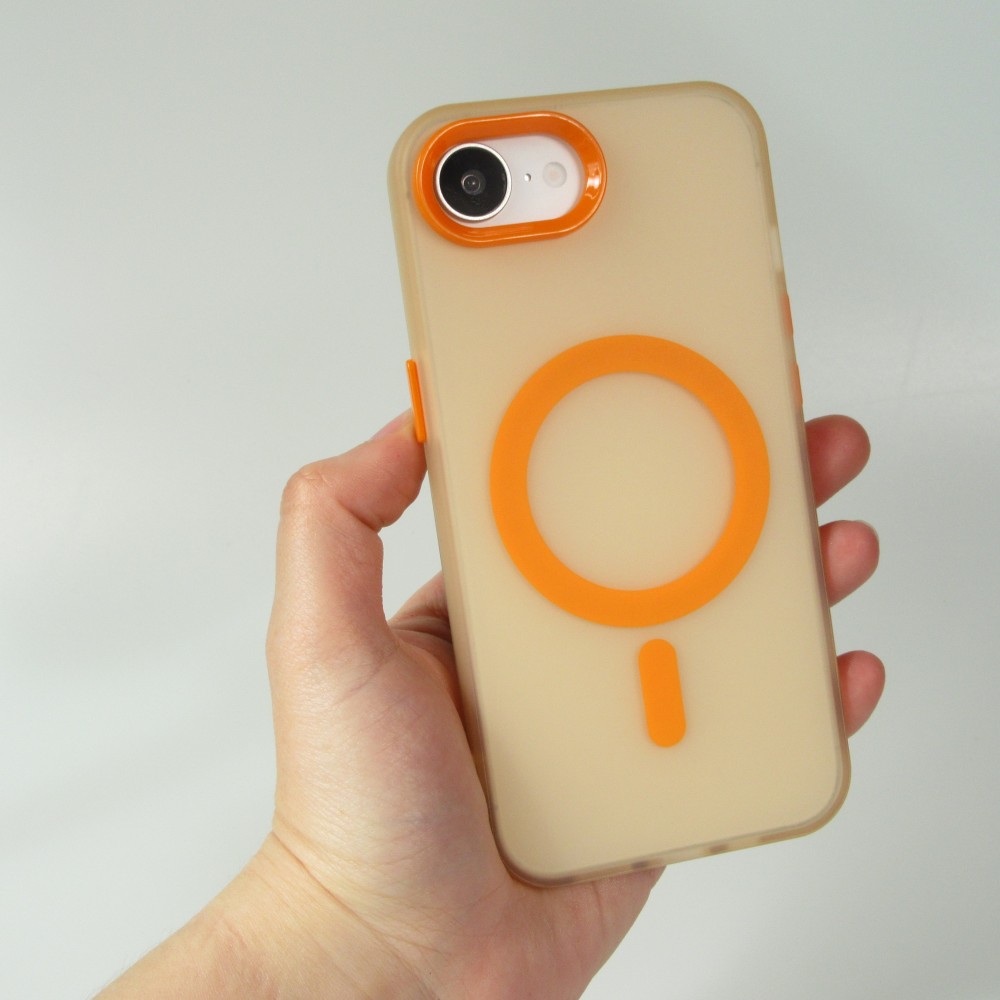 Coque iPhone 16e - Jelly Color semi-transparent avec MagSafe - Orange