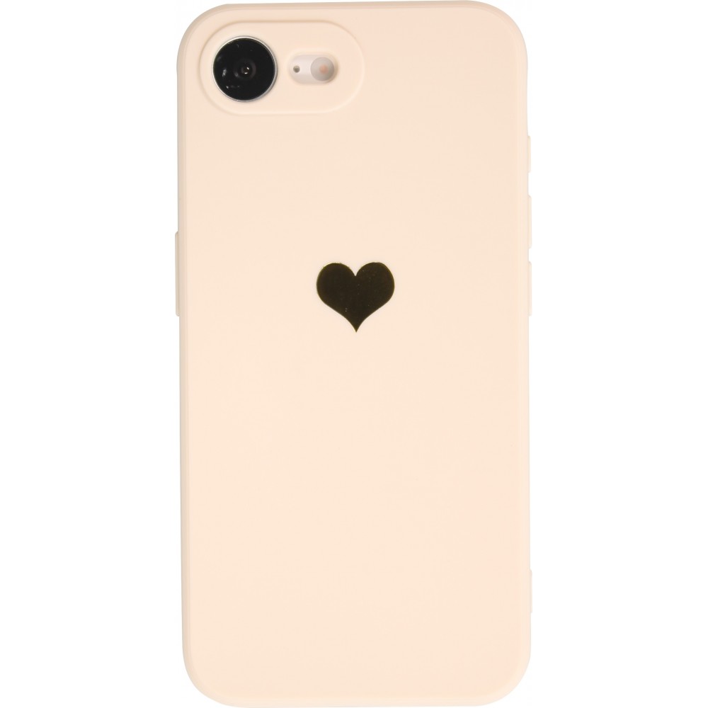 iPhone 16e Case Hülle - Silikon Mat Herz gold - Beige