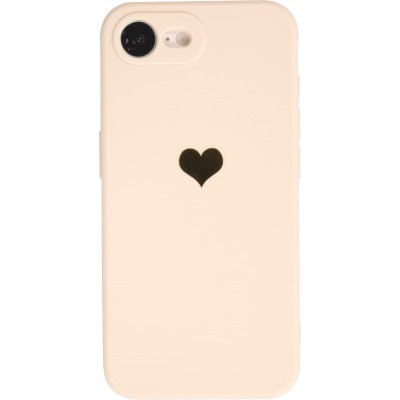 iPhone 16e Case Hülle - Silikon Mat Herz gold - Beige