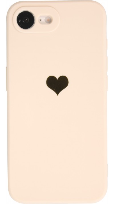 Coque iPhone 16e - Silicone Mat Coeur doré - Beige