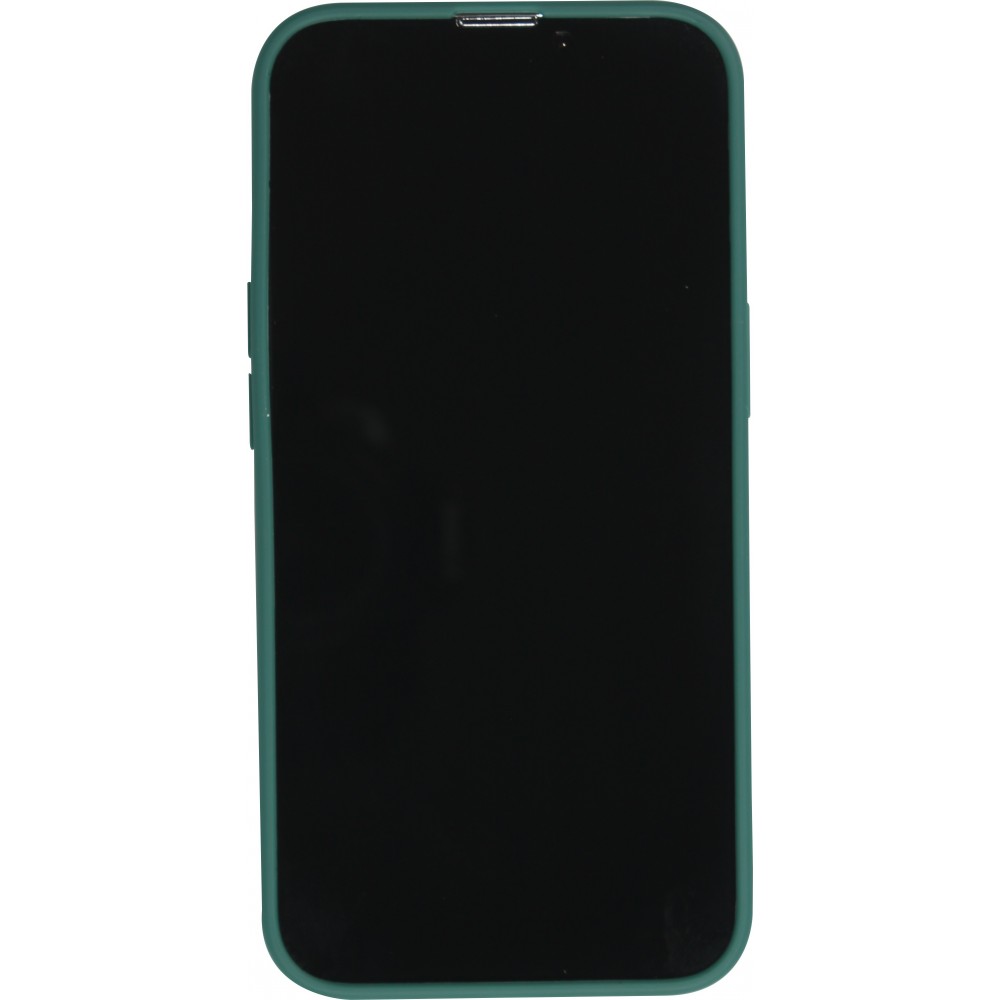 iPhone 16e Case Hülle - Silikon Mat Herz gold - Dunkelgrün