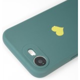 iPhone 16e Case Hülle - Silikon Mat Herz gold - Dunkelgrün