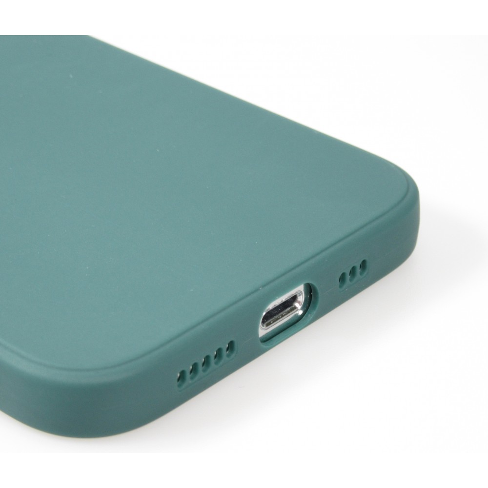 iPhone 16e Case Hülle - Silikon Mat Herz gold - Dunkelgrün