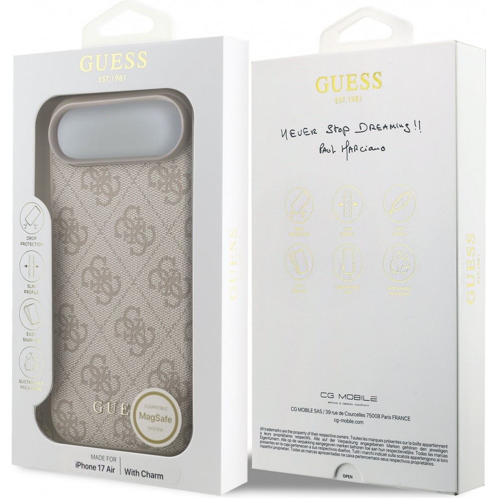 iPhone 17 Air Case Hülle - Guess 4G Charm Elegante Schutz Raffiniertes Design Trendaccessoire - Rosa
