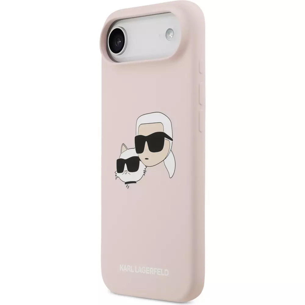 iPhone 17 Air Case Hülle - Karl Lagerfeld Liquid aus Silikon mit Karl- und Choupette-Design, kompatibel mit MagSafe - Rosa