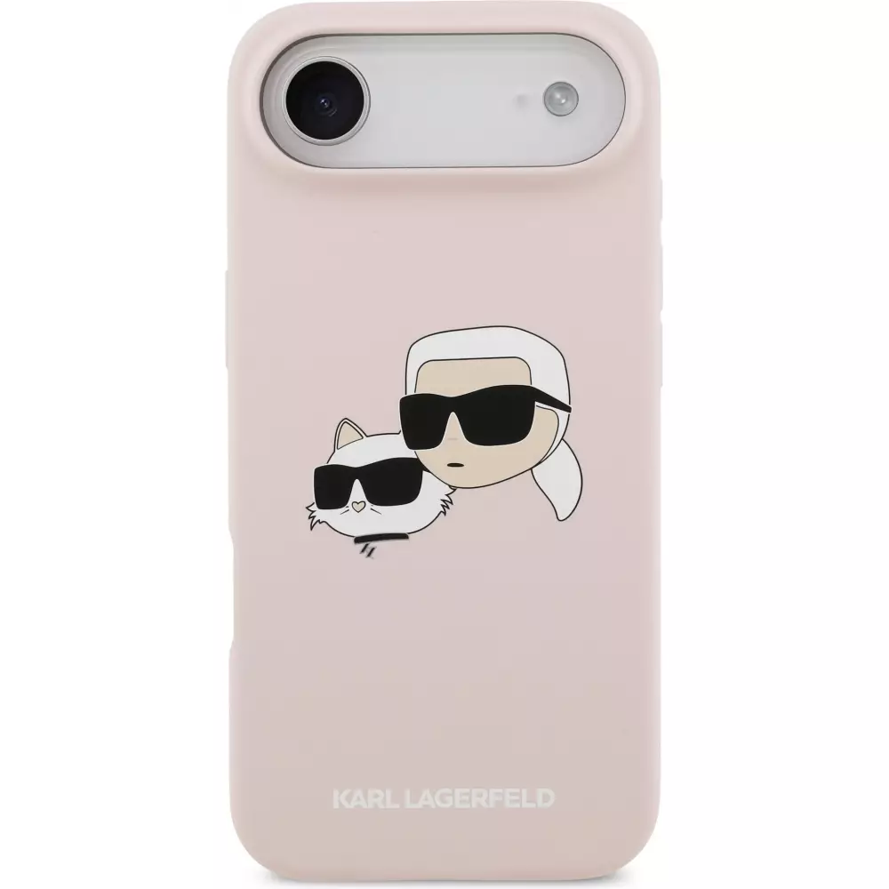 iPhone 17 Air Case Hülle - Karl Lagerfeld Liquid aus Silikon mit Karl- und Choupette-Design, kompatibel mit MagSafe - Rosa