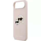 iPhone 17 Air Case Hülle - Karl Lagerfeld Liquid aus Silikon mit Karl- und Choupette-Design, kompatibel mit MagSafe - Rosa