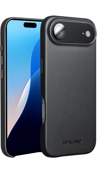 Hülle iPhone 17 Air - Qialino Echtleder (MagSafe kompatibel) - Schwarz